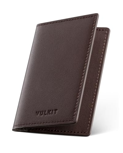 Image of VULKIT Leather Business Card Holder 2 Sided Slim Business Name Card Organizer for Men or Women (Nappa Espresso)