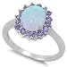 Lab Created White Opal & Simulated Amethyst .925 Sterling Silver Ring Sizes 4-12