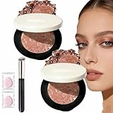 2Pcs Multicolor Metallic Eyeshadow,Buildable, Shimmering Metallic Eyeshadow,Smudge-Proof,High Pigment Waterproof Monochrome Eyeshadows (skin Tone, K2206)