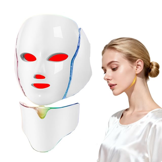 LED Light Therapy Mask for Face, Light Therapy Mask for Skin Care, 7 Colors Facial Skin Care Mask for Anti-Aging Wrinkles Treatment for Home Use Facial Device