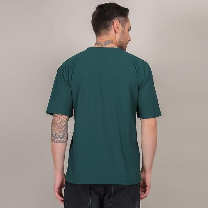 Image of Solid Self Design Oversized Tshirt for Men | Oversize T-Shirts for Men | Men Drop Shoulder Tshirts | Bagy Fit Men Tshirt