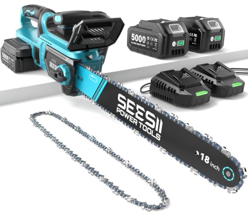 Image of SEESII 40V Electric Chainsaw Cordless 18-Inch with 2 x 5.0Ah Batteries