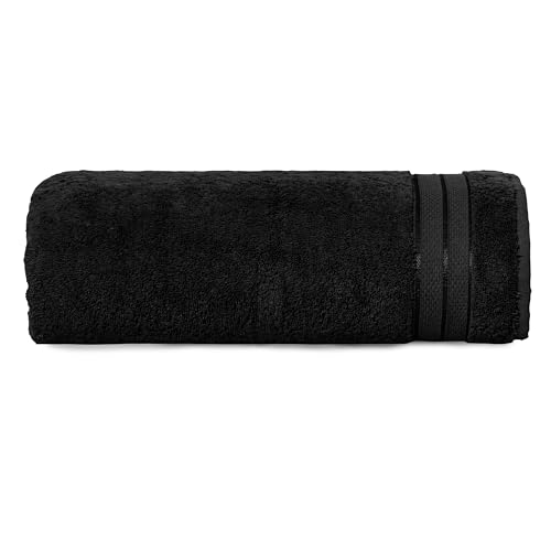 Image of Elegant Comfort Three Line Popcorn Towel Set for Bathroom 35 x 70 inches, Premium Hotel Quality 1-Pack Jumbo Towels, 100% Turkish Cotton, Soft and Durable, Quick Dry and Highly Absorbent, Black