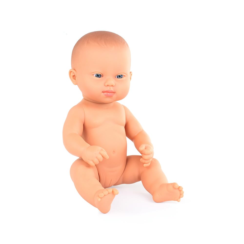 Miniland - Caucasian Baby Doll with Down Syndrome, 32 cm, Inclusive Anatomically Correct with Diverse Features, Handmade Baby Doll
