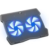 Dyazo 2 Fan Laptop Cooling Pad | Laptop Cooler Stand | USB Powered with Blue Lights 2 Adjustable ...