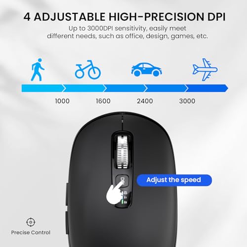 Wireless Bluetooth Mouse,USB+BT×2,Multi Device Ergo Full Size Mouses - image 4