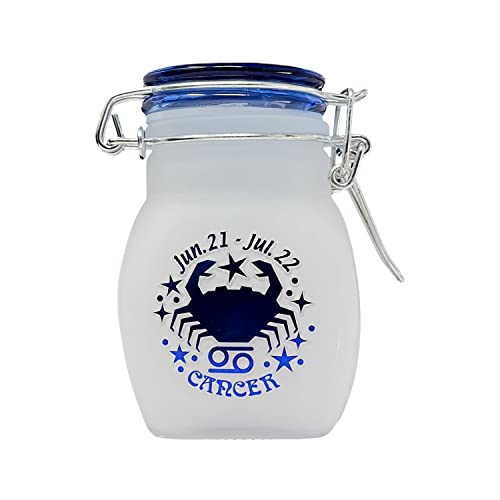 Ted Miller Innovation Zodiac Sign Quarter Oz (125ml) Smell Proof Airtight Glass Storage Jar, 3.25'' (Cancer Astrology Sign)