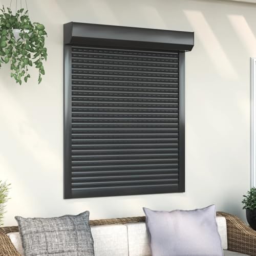 Rollladen Aluminium, Snsowed Aussenrolladen, Schrank Rollo, Außenrollo, Sonnenschutzrollo Außen, 100 x 130 cm Anthrazit