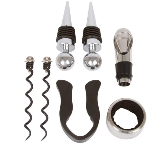 Sacacorchos Set Vino Accesorios 9 Pzs Abridor de Vino,Abre Botellas Kit Vino de Accesorios con Caja Regalo,Abrebotellas,Recogegotas,Decantador,Aireador de Vino Regalos para Hombre - imagen 4