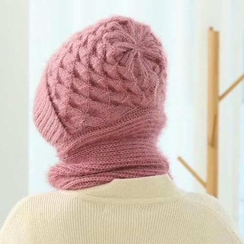Emboadlie Winter Versatile Knitted Hooded Scarf for Women, Integrated Ear Protection Windproof Cap Scarf Hat3