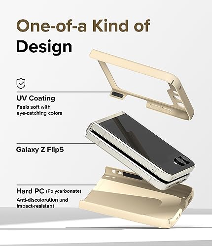 Image of Ringke Slim Compatible With Samsung Galaxy Z Flip 5 Case Back Cover Thin Soft-Feeling Coating Hard Pc With Non-Slip Grip Protective Phone Case For Samsung Z Flip 5 5G (2023) - Vanilla, Cream