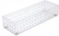 Caixa Organizadora de Acrílico Transparente Multiuso Retangular 28x10x6cm Empilhável para Cozinha Banheiro e Escritório