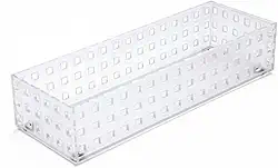 Caixa Organizadora de Acrílico Transparente Multiuso Retangular 28x10x6cm Empilhável para Cozinha Banheiro e Escritório