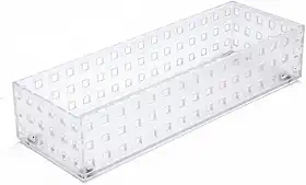 Caixa Organizadora de Acrílico Transparente Multiuso Retangular 28x10x6cm Empilhável para Cozinha Banheiro e Escritório
