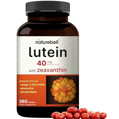 Lutein 40mg + Zeaxanthin 1,600mcg, 360 Softgels | 4-in-1 Formula with Astaxanthin, Omega-3 & Phospholipids | Marigold Flower Extract | Supports Eye, Brain & Vision Health | Non-GMO, Gluten F