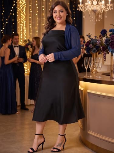 Image of Agnes Orinda Plus Size Mesh Crop Cardigans for Women Long Sleeve Open Front See Through Sheer Bolero Shrug Top