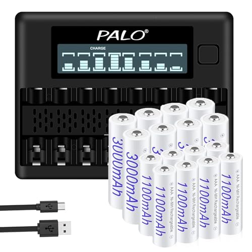 Piles rechargeables AA AAA NiMH avec chargeur LCD 8 baies pour tous vos appareils du quotidien