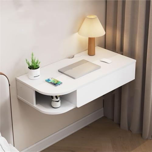 Wall-Mounted Floating Laptop Desk with Drawer - Space-Saving Workstation & Nightstand for Home Office, Entryway, Living Room - Modern Design, Easy Installation