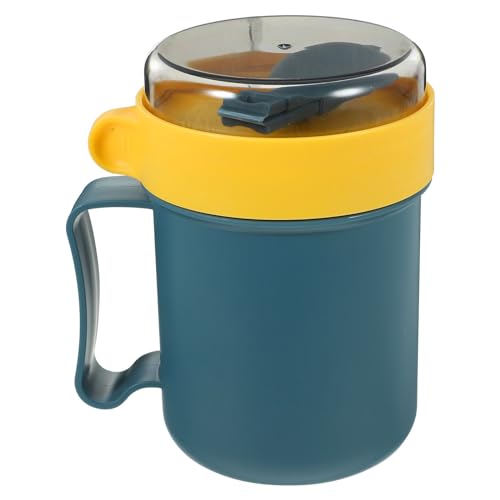 SEWACC Microwavable Soup Mug with Lid and Spoon, Breakfast Cup Soup Cup Soup Bowls Cup for Soups, Noodles, Cereal and More