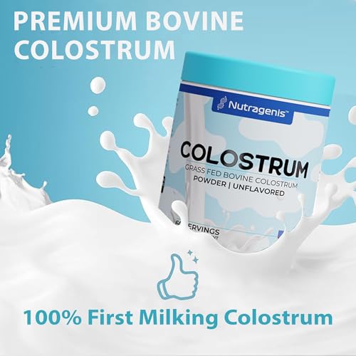 Image of Colostrum Premium Powder for Gut Health, Immunity, Muscle Recovery & Bloating Relief | Grass-Fed Bovine Colostrum with 400+ Bioactive Nutrients & Natural IgG, Unflavored, 60 Servings | Made in USA