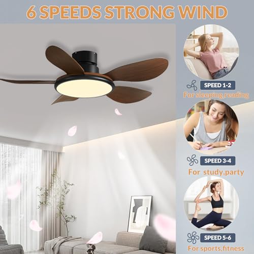 Ventilateur de plafond 132 cm avec éclairage et télécommande pour salon - 6