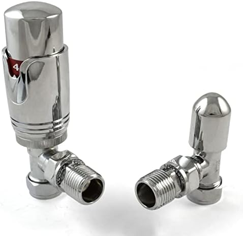 Hot Flow | Flight Modern TRV Angled Thermostatic Radiator Valves (Chrome)