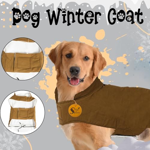 Image of Sage Square Winter Coloured Dog Coat - All-Weather Protection, Windproof, Waterproof Cozy Fleece Lining, Adjustable Straps, Durable Construction, Stylish, Comfortable, Jacket (Tan, XXX-Large)