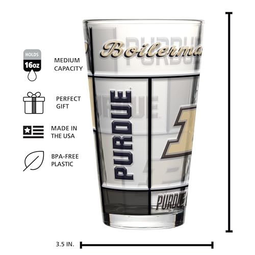 Image of Logo Brands NCAA oz Stained Glass Pint Glass - 3D Embossed Logo & Bold Team Colors - Durable Sports Fan Beer Glass for Home, Bar & Tailgates