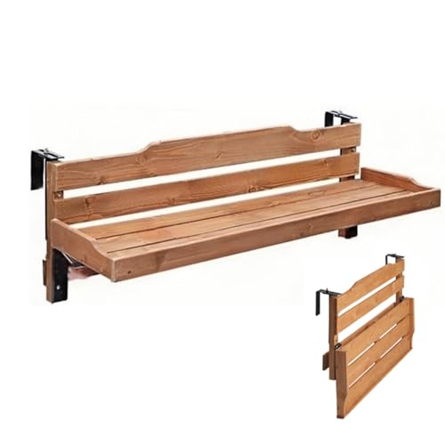 Mesa De Madera Para Barandilla De Balcón, Jardinera Colgante, Mesa De Bar Plegable Montada En La Pared, Resistente A La Intemperie, Ahorra Espacio, Para Oficina, Soporte Para Plantas(60cm/23.6in)