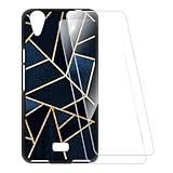 ESCAMOT Bedruckte Hülle + 2 Glas Schutzfolie Kompatibel mit Wiko Rainbow Lite 4G, Stoßfeste Weiche Cover & HD Klare Tempered Glass Folie (Streifen)