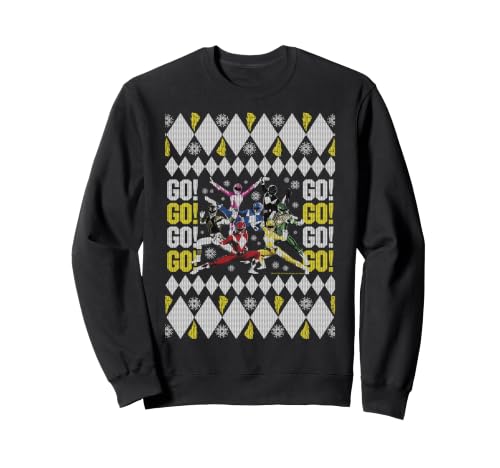 Image of Power Rangers Christmas Ugly Sweater Go Go Group Shot Sweatshirt