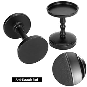 QWORK Black Candle Holders Set of 3, Powder Coated Pure Metal, Anti-Scratch Pads, Compatible with up to 4" Diameter Candles, Ideal for Decor and Centerpieces QWORK Black Candle Holders Set of 3 Powder Coated Pure Metal Anti Scratch Pads Compatible with up to 4 Diameter Candles Ideal for Decor and Centerpieces