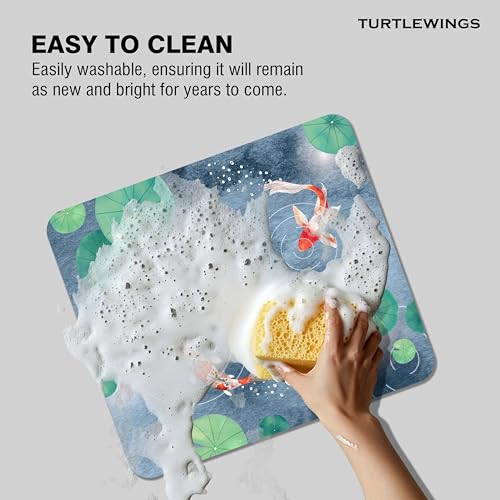 Image of TURTLEWINGS | Mousepad | Abstract Fish in Pond Mouse Pad - 22x18 cm, 3mm Thick | Abstract Design Non-Slip Rubber Base | Office, Study & Gaming Use | Premium Smooth Surface 11 24