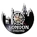 BBNNN Torre di Londra Skyline della Città Record di Vinile Orologio da Parete UK Paesaggio Urbano Orologio da Polso Nero Regalo da Viaggio Leggero