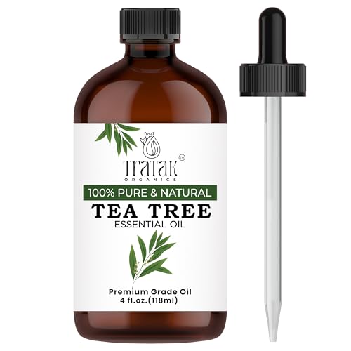 TRATAK ORGANICS Tea Tree Oil for Skin, Hair & Toenails - 4 Fl Oz - 100% Pure Natural Tea Tree Essential Oil (Australian Melaleuca) for Potency - Used in General Wellness, Aromatherapy & DIY Soap