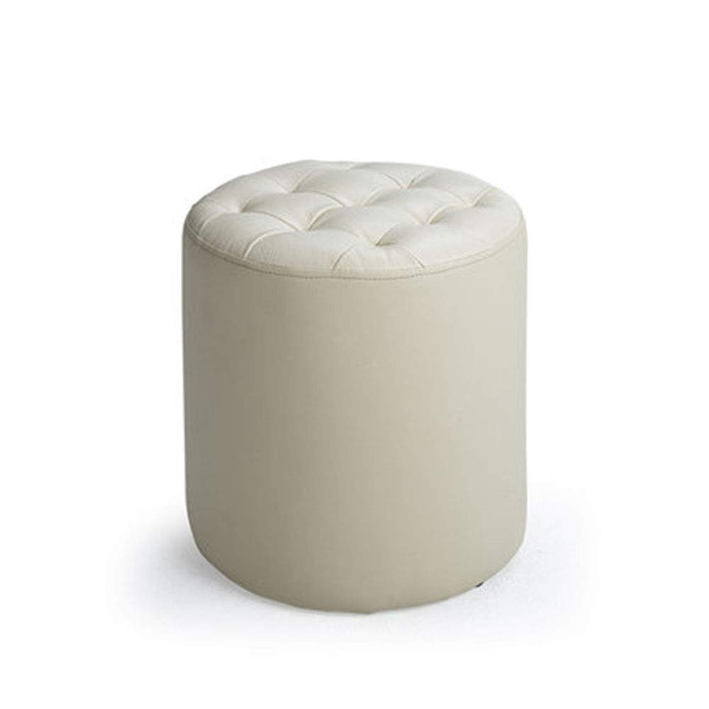 Tabouret en cuir blanc laiteux 34,5cm | Banc à chaussures élégant pour salon