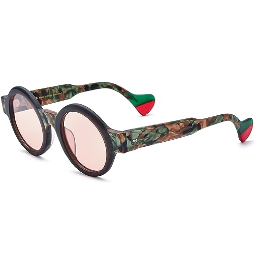 Image of HEPIDEM Matte Acetate Vintage Retro Round Polarized Sunglasses for Women 9270T