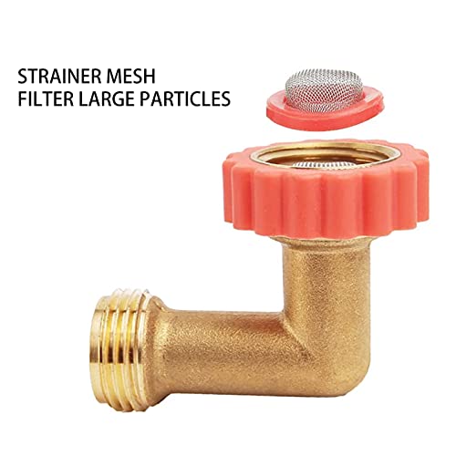 Roastove Lead-Free Brass 90° Hose Saver, Garden Hose Adapter, Garden Hose Connector, 90 Degree Hose Elbow,Water Hose Saver,Hose Protector With Water Filter, 2 Pcs #TOP2