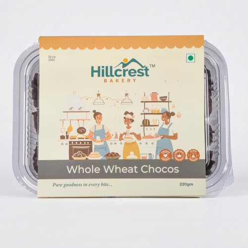 Image of Hillcrest Bakery Whole Wheat Chocos Cookies, 220 Grams | Premium Baked Snack | Crispy & Delicious | Tea Time Treat | Suitable for Everyday Snacking | Hygienically Packed