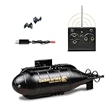 ynapmoc Mini Remote Control Submarine Boat Nuclear Submarine RC Race Boat 6CH High Speed Waterproof Diving in Pools Lake Gift Toy Kids Boys(Black)