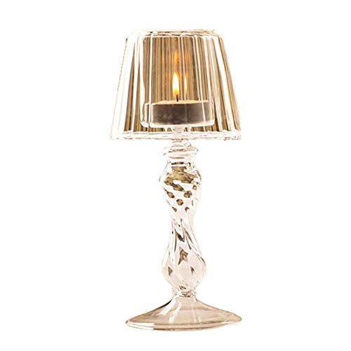 M/E Bougeoir de style européen en verre transparent en forme de lampe de table romantique, décoration de table pour fête, mariage, dîner, café, décoration d'intérieur