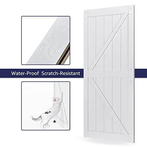 Image of 36in x 84in Sliding Barn Door with 6.6ft Barn Door Hardware Kit & Handle