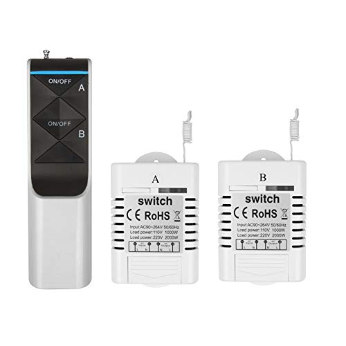 Heneng 2 Way Wireless Light Switch Receiver Kit Remote Control No Wiring No Battery Outdoor 1300 ft Indoors 230 ft Quick Create or Relocate Smart On/Off Lamp Switch for Home Office Warehouse