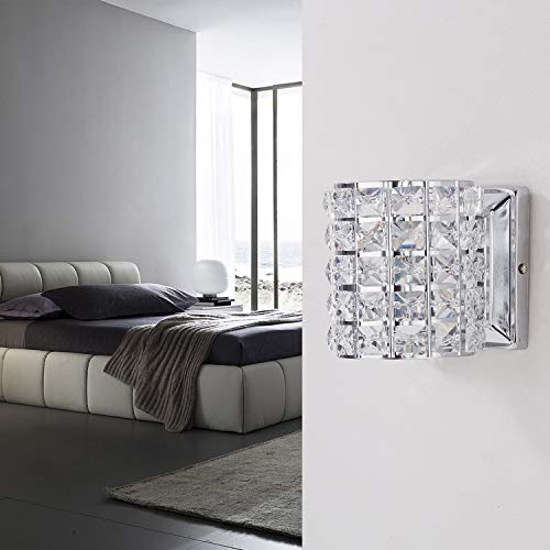 Loclgpm Crystal Wall Sconce Set Of Two,Modern Wall Lamp 1 Light Lighting Fixtures With Crystal And Chrome Finish,Wall Decor For Living Room Bedroom Bathroom Hallway Entryway Staircase #TOP5