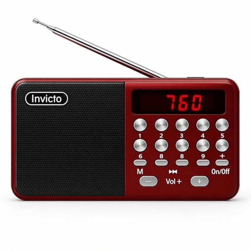 Image of Invicto Pocket Blast FM Radio with Bluetooth Speaker with Powerful Sound,FM Recording, Antenna, 5w-12 Hours (USB Charging) and Number Pad (AUX, SD Card, USB Input) (FM Radio Speaker) Type-C