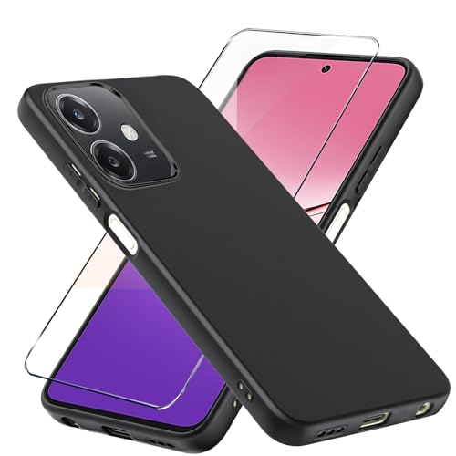 Funda + Cristal Templado Compatible con OPPO A5 Pro, Antigolpes Fundas Carcasa para OPPO A5 Pro Protectora Capa Silicona Negro Funda de Móvil Cristal antirotura