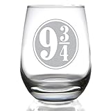 King's Cross Station Platform 9 3/4 Sign 17 Ounce Stemless Wine Glass