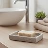 Portajabón con Efecto Piedra, Sostenedor con Taza y Dispensador, Poliresina, Compacto, Gris | Mantiene las Barras de Jabón Secas, para Lavabo, Ducha o Encimera de Cocina, Drenaje Prolonga la Vida del Jabón, Construcción Duradera, Autodrenante 4