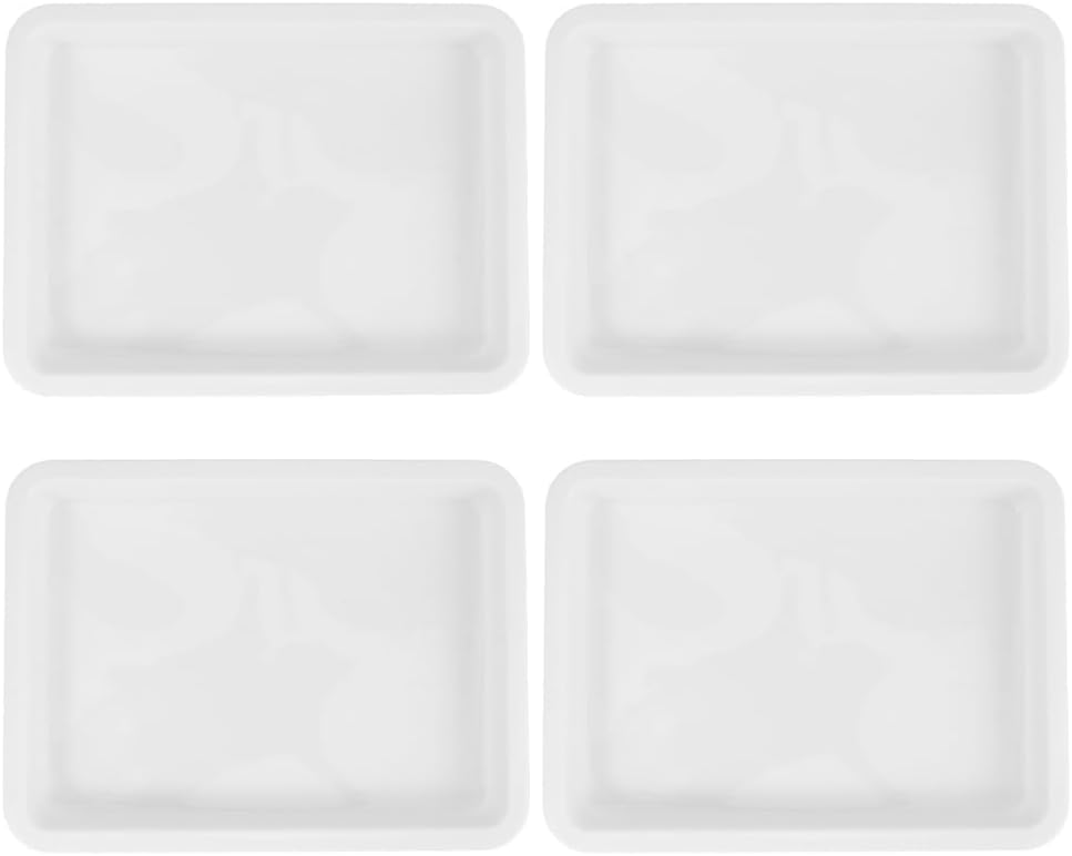 GLEAVI 4-Pack Acid & Alkali Resistant Plastic Lab Trays, Leak-Proof 9.7x7.3 Inch Containment Pans for Labs, Classrooms & Experiments