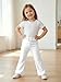 Haloumoning Toddler Baby Girl Flare Pants Bow Ruffle Elastic Waist Leggings Bell Bottoms Clothes 9M-8Y White